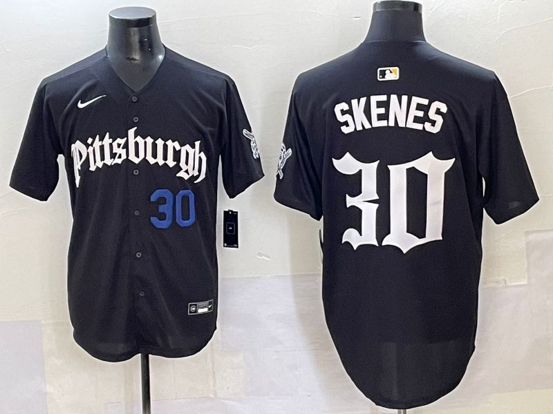 Men 2025 Pittsburgh Pirates #30 Skenes Black Five generations Joint Name Nike MLB Jersey style 6